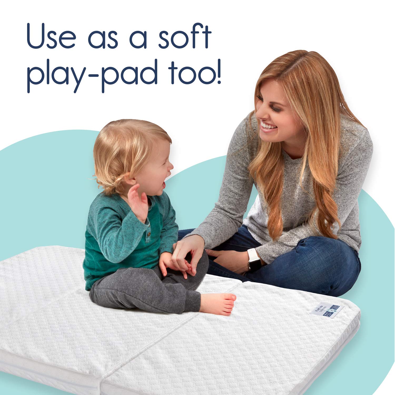 hiccapop Tri-Fold Travel Mattress [Exclusively Fits 4moms Breeze GO Portable Travel Playard & Breeze Plus Playard ONLY] | Dual Sided w/Firm Side (for