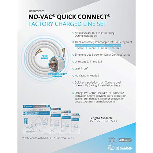 MrCool Universal 2 & 3 Ton DIY Central AC & Heat Pump Split System with Precharged Quick Connect Lineset - with Lineset Included