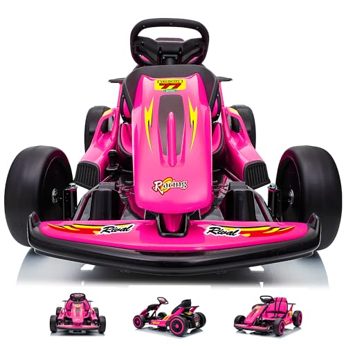24V Electric Go Kart for Kids, Crazy Drift Cart with 400W Motors, EVA Tires, Max Speed 8.1 MPH, Music, Wireless