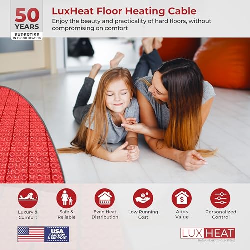 25sqft Electric Radiant Floor Heating System - 120v Under Floor Heating System Includes UDG4 Programmable Thermostat w/GFCI, Heater Cable