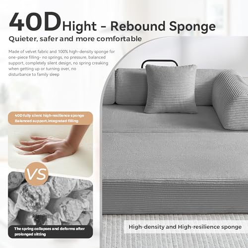 Convertible Sleeper Sofa Bed with Cylindrical Pillow, Comfy Foldable Sofa Bed Compressed Sofa in Box