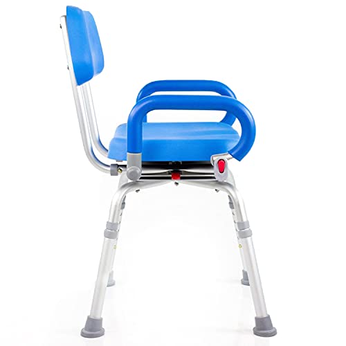 Revolution Pivoting Shower Chair for Bathtub, Adjustable Swivel Seat with Padded Back and Arms, Adjustable Space Saving Design for Tubs, Shower