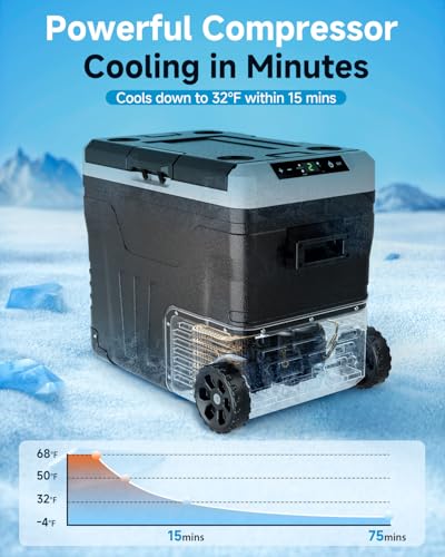 Car Fridge Portable 12 Volt Refrigerator - 53 Quart(50L) Electric Cooler with 12/24V DC&110-240V AC for Truck Van RV Camper SUV