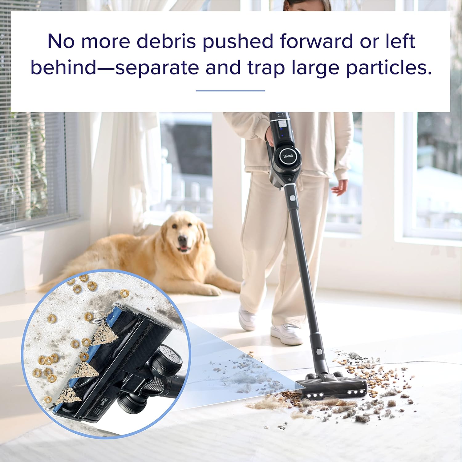 LEVOIT Cordless Vacuum Cleaner, Smart Stick Wireless Vac with 23 kPa Powerful Suction for Pet Hair, Carpet, Hard Floor, Auto Mode, Lightweight