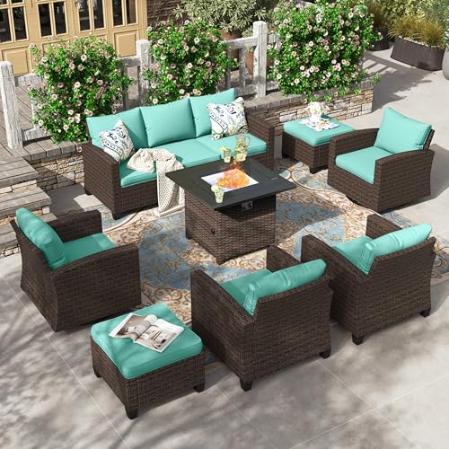 HERA'S HOUSE Patio Furniture Set with 56" Fire Pit Table, Outdoor Patio Conversation Sets
