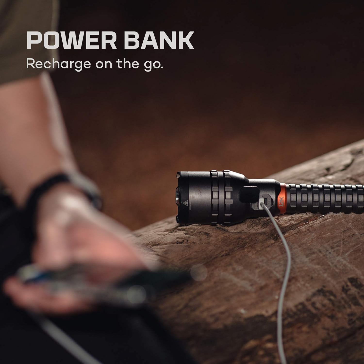 NEBO Redline 12K lumen (12000 lumen) rechargeable high power adjustable beam LED flashlight FLT-1007 with EdisonBright USB powered LED reading light