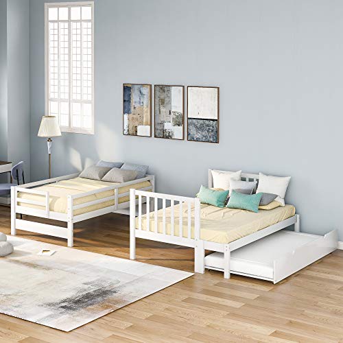 Harper & Bright Designs Stairway Twin Over Twin/Full Bunk Bed with Twin Size Trundle and Drawers