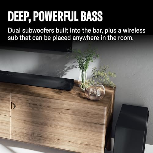Yamaha True X Bar 50A Dolby Atmos Sound Bar with Wireless Subwoofer, Wi-Fi, Music Streaming, Optional Wireless Surrounds (Black)