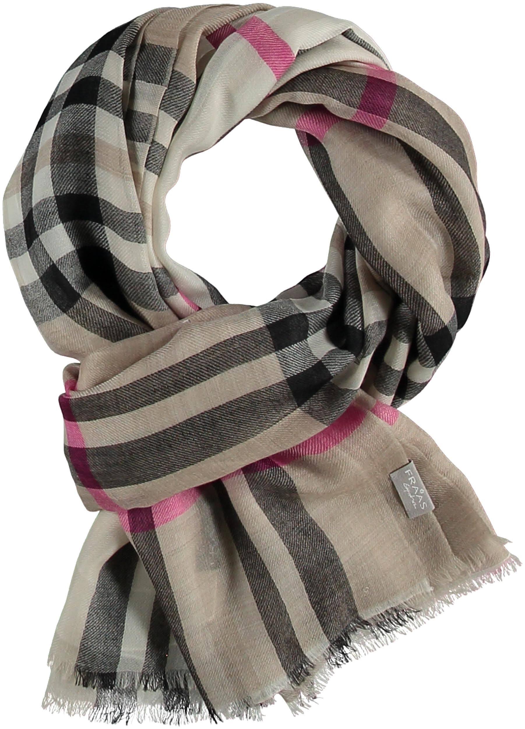 Fraas Plaid Signature Lightweight Cashmere Essential Wrap Scarf Camel