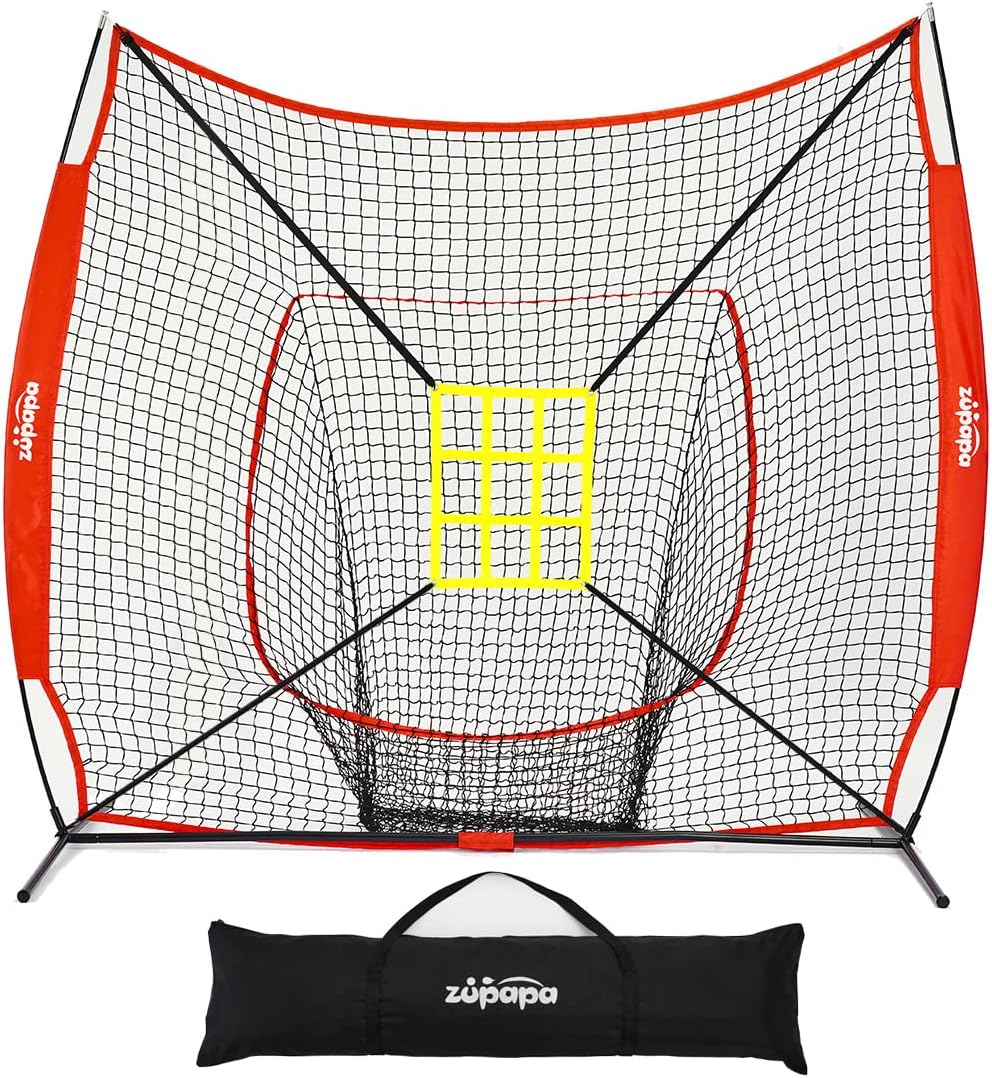 Zupapa 7 x 7 Feet Baseball Portable Hitting Pitching Practice Net, Baseball Backstop Practice Net for Batting Catching for All Skill Levels