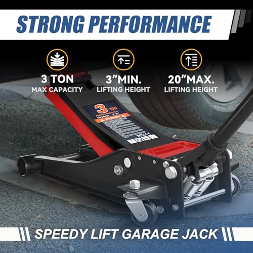 Auto Dynasty 4 Ton Low Profile Floor Jack, Heavy Duty Steel Hydraulic Car Jack with Dual Pistons Quick Lift Pump, Hydraulic Racing Floor Jack