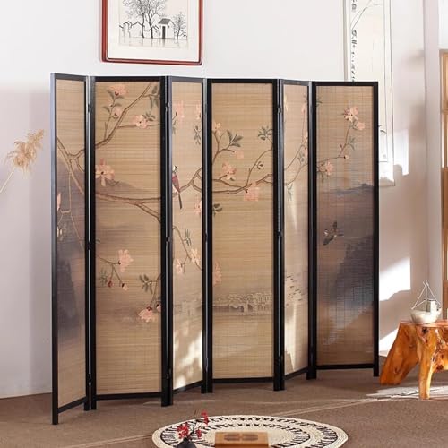 Japanese Screen Room Divider 6 Panels, Folding Portable Screen, Home/Office/Changing Roomstanding Privacy Screen