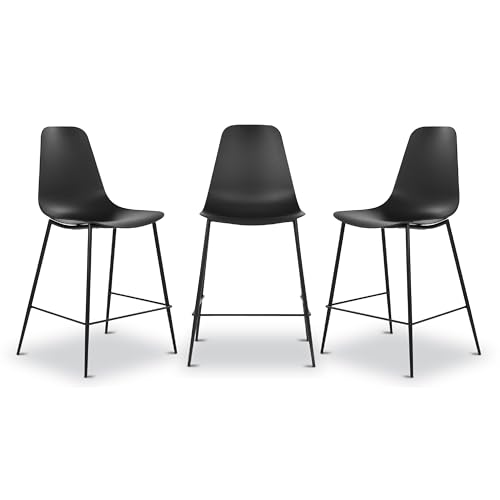 POLY & BARK Isla Modern Kitchen Chairs Set of 4 - Plastic Dining Chair with Metal Legs