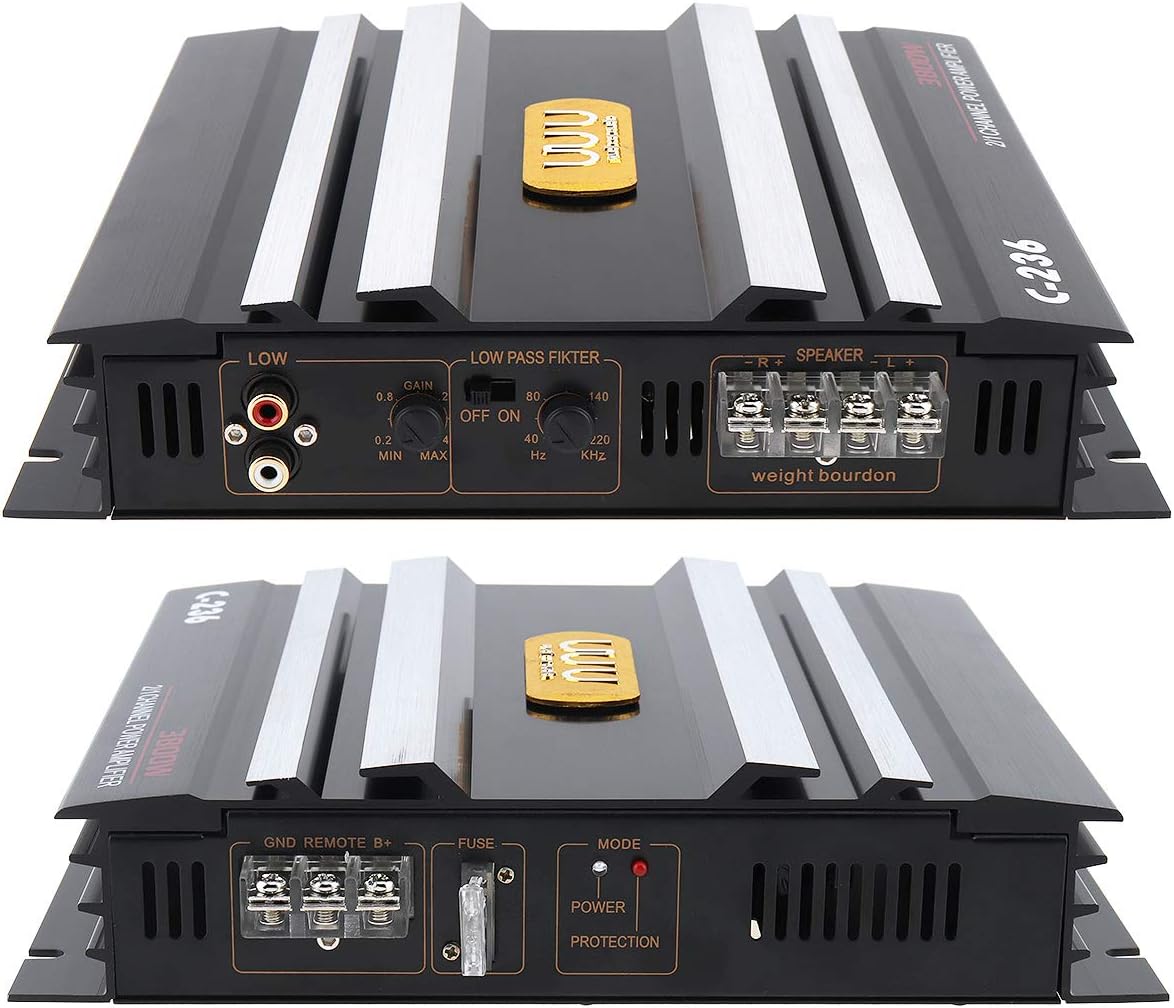 3800W 2 Channel Car Audio Stereo Amplifier,Universal 12V Bass Subwoofer Power AMP Aluminum Alloy,BessieSparks