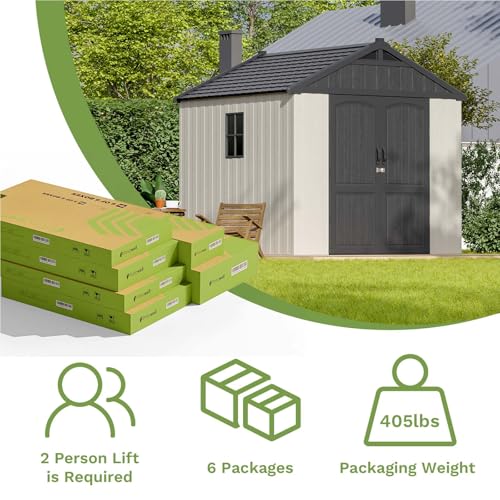 Patiowell 6x4 FT Plastic Outdoor Storage Shed, Resin Shed Perfect to Store Patio Furniture, GardenTools Bike Accessories, Beach Chairs and Lawn Mower