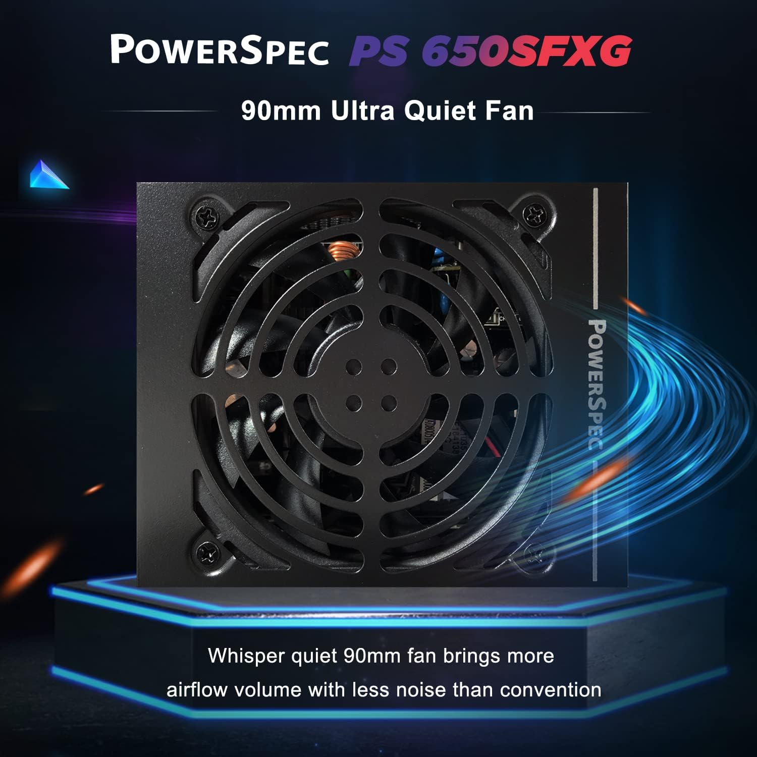 PowerSpec 650W Power Supply 80 Plus Bronze Certified Fixed Cable Non-Modular ATX PSU Active PFC SLI Crossfire Ready Gaming PC Computer Switching