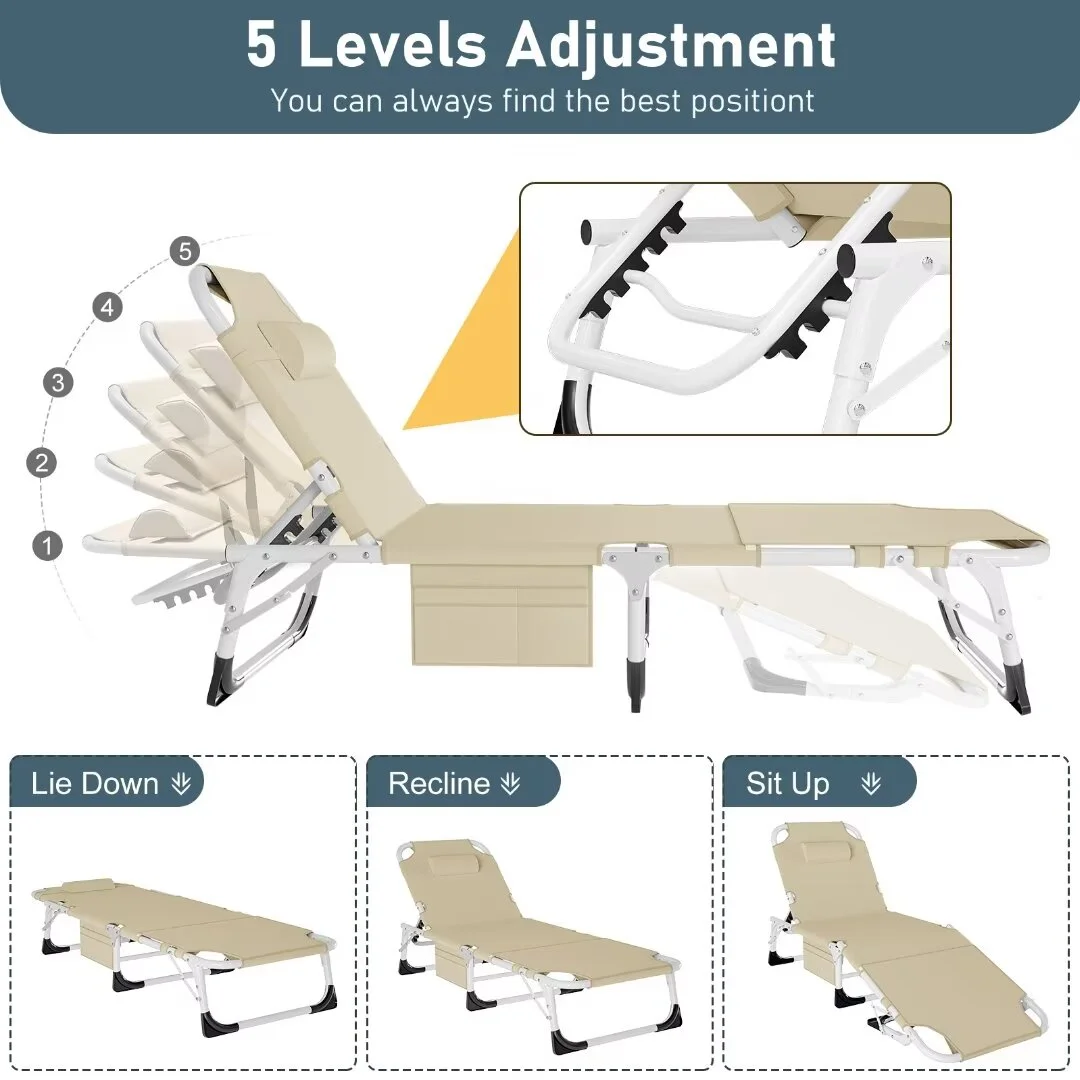 Docred 2-Pack Outdoor Chaise Lounge Chair