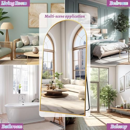 Full Length Mirror, 76"x34" Arched Floor Mirror Freestanding, Floor Standing Full Body Mirror with Stand for Bedroom