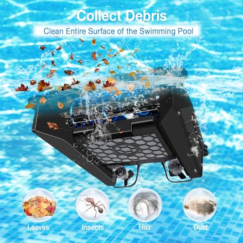 Cofiyard Robotic Pool Cleaner, Cordless Pool Skimmer Robot, Solar Powered & Rechargeable Battery, Samrt Control Pool Surface Cleaner