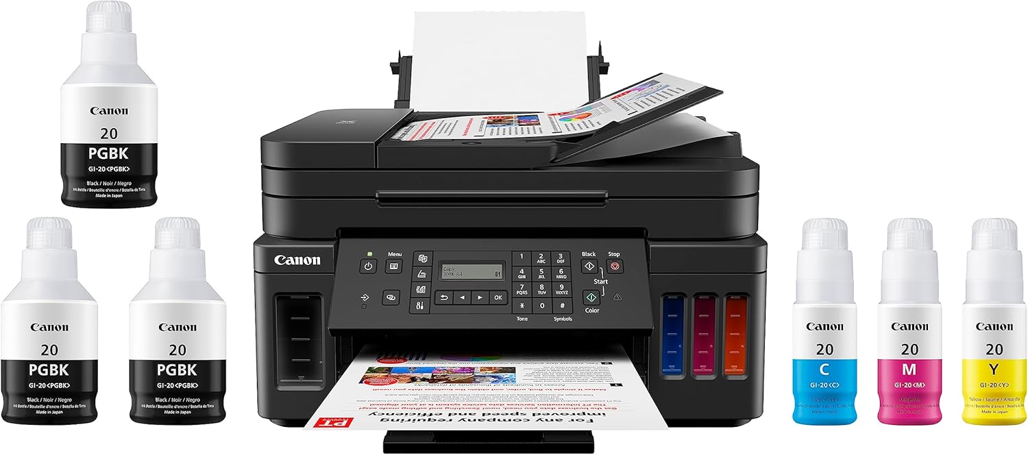 Canon G7020 All-in-One Printer Home Office | Wireless Supertank (Megatank) Printer | Copier | Scan, | Fax and ADF with Mobile Printing, Black
