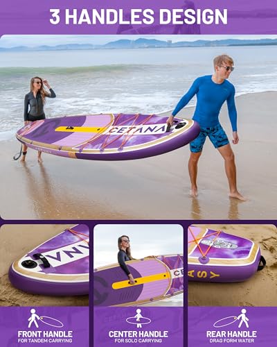 CETANA 11'6×35" Extra Wide Stand Up Paddle Board for Adults & Youth, 400lb Capacity Inflatable Paddle Board, Sup for 2+1 Person with Removable US Fin