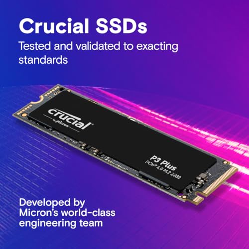 Crucial P3 Plus 2TB PCIe Gen4 3D NAND NVMe M.2 SSD, up to 5000MB/s - CT2000P3PSSD8