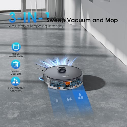 Robot Vacuum and Mop, Mapping Robotic Vacuums Cleaner with LiDAR Navigation Smart & Strong Suction, WiFi/App/Alexa/Voice Control, Obstacle Avoidance