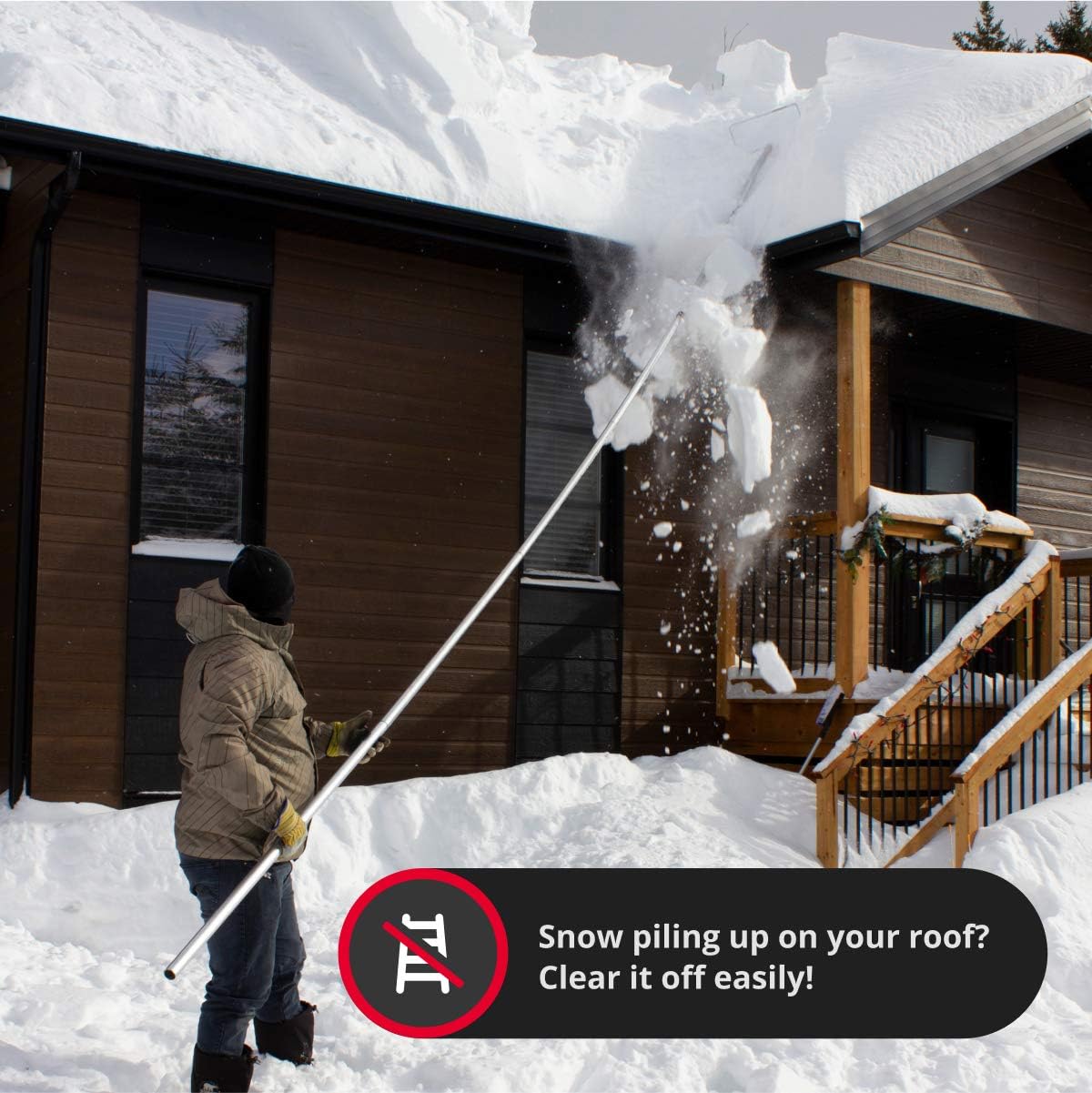 SNOWPEELER Roof Snow Removal Tool - 20 ft. Reach Aluminium Roof Shovel - Heavy Duty - Easily Remove Hard to Reach Snow