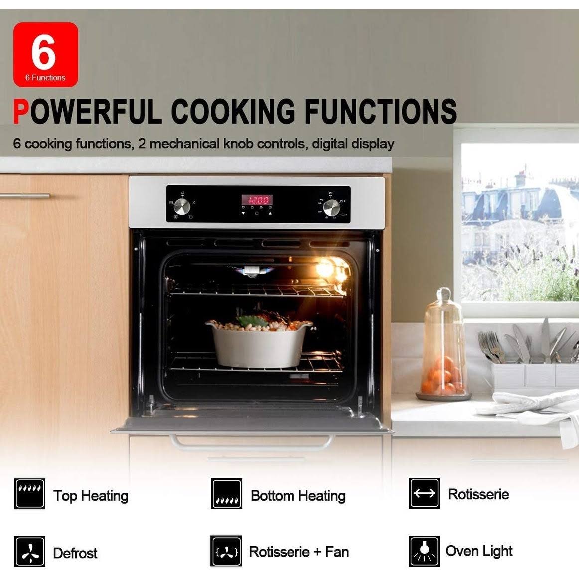 Gasland Chef 24x22 Built-in Propane GAS Wall Oven, Stainless Steel 6 Cooking Functions Convection, Digital Display Mechanical Kn
