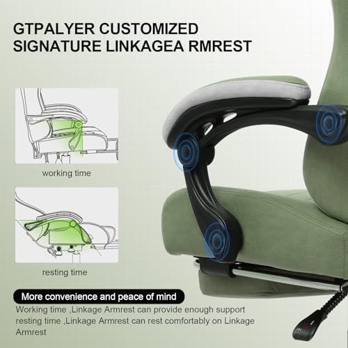 GTPLAYER Gaming Chair, Computer Office Chair with Pocket Spring Cushion, Linkage Armrests and Footrest