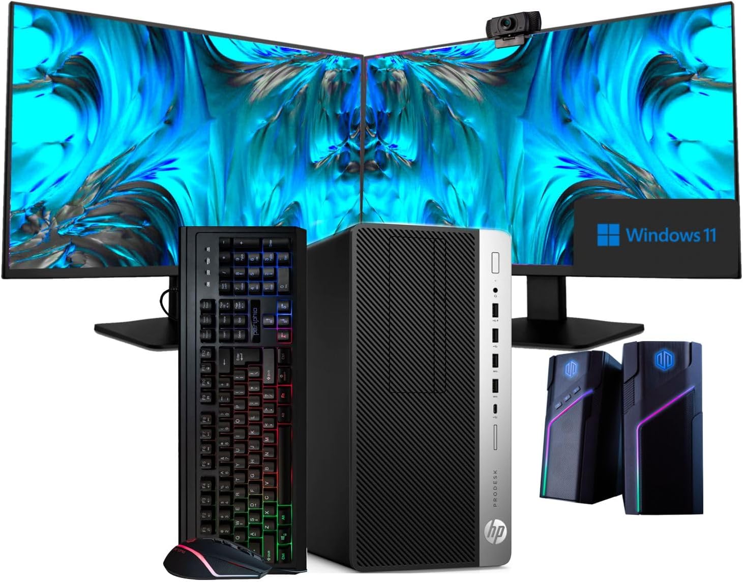 HP Workstation PC Desktop with NVIDIA GeForce K1200 4GB, Intel i7-8700, 32GB DDR4 RAM, 1TB SSD + 4TB HDD, Windows 11 Pro, Dual 22in LCD Monitors