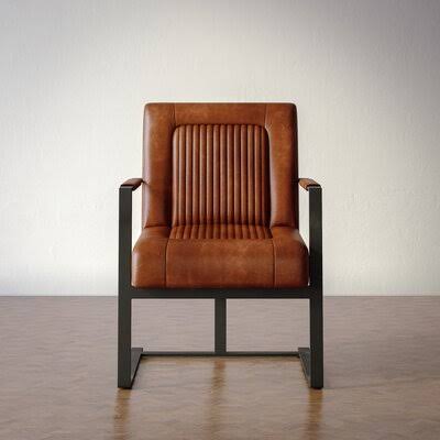 Capricorn 23.6x22 Wide Genuine Leather Armchair Foundstone Fabric: Saddle Genuine Leather
