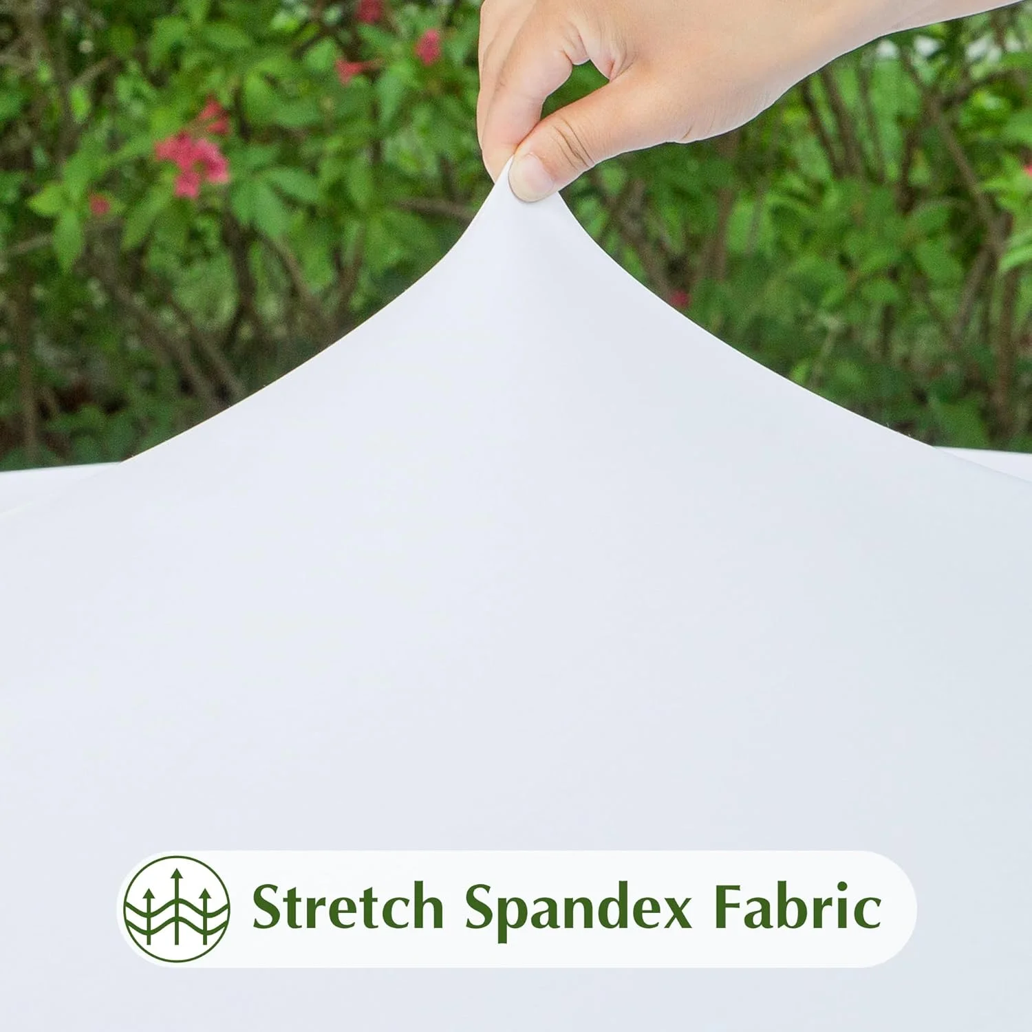 2 Pack Round Fitted Tablecloth 48 Inch Stretch Spandex Table Cover White Washable Table Cloth Elastic Table Topper for Indoor and Outdoor