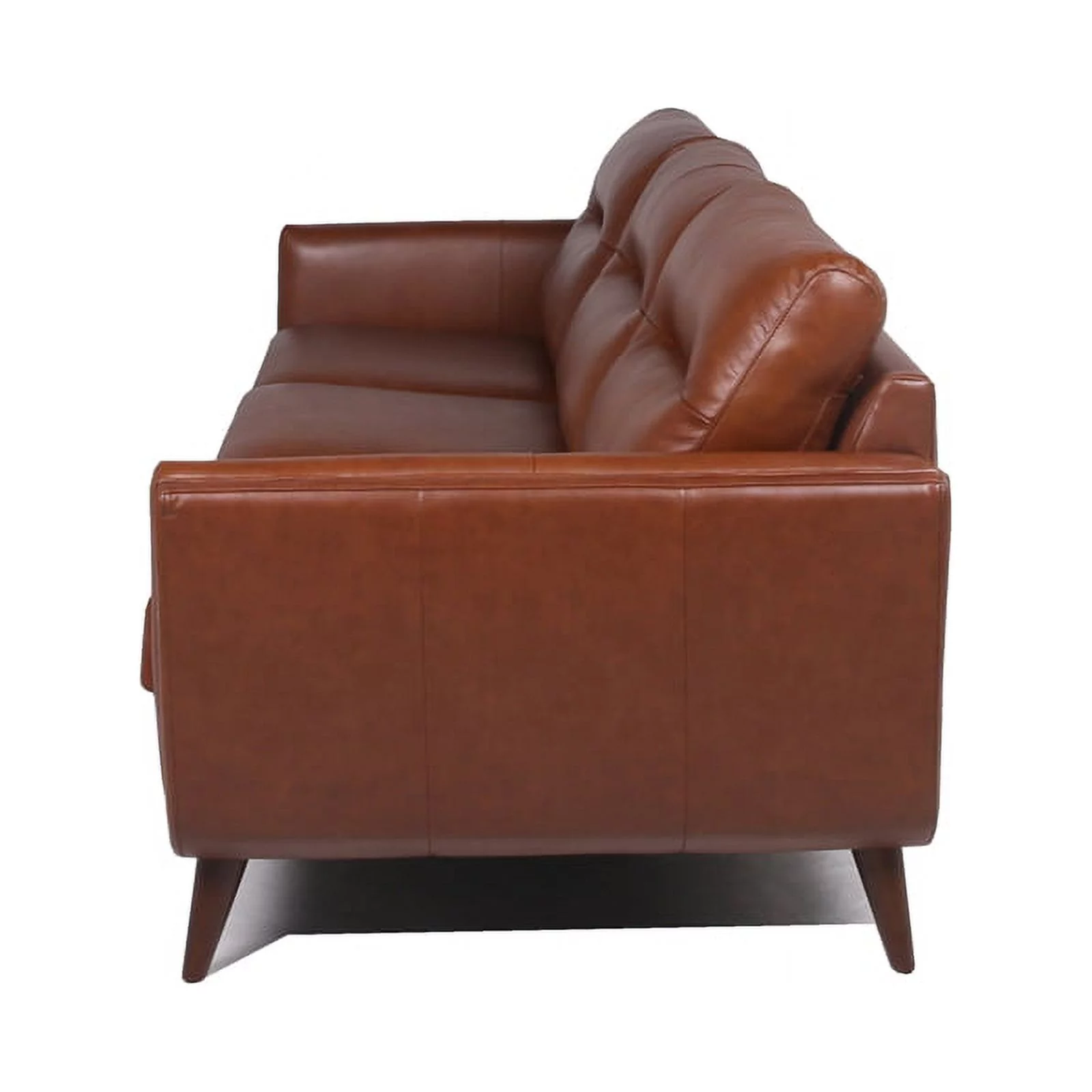 Bowery Hill Mid-Century Leather Sofa in Cobblestone Brown