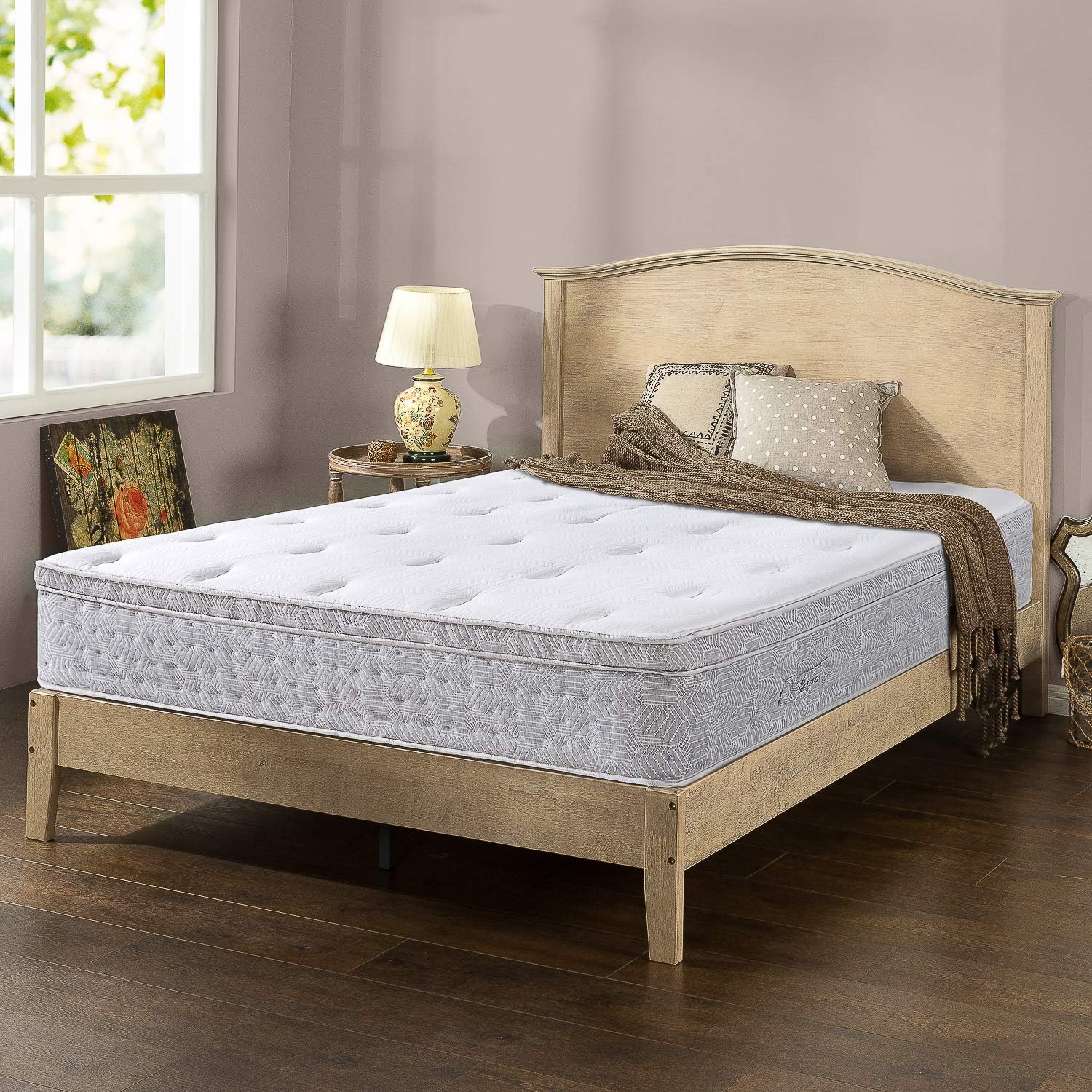 Zinus 13 Inch Euro Top Pocket Spring Hybrid Mattress / Pressure Relief / Pocket Innersprings for Motion Isolation / Bed-in-a-Box, California King