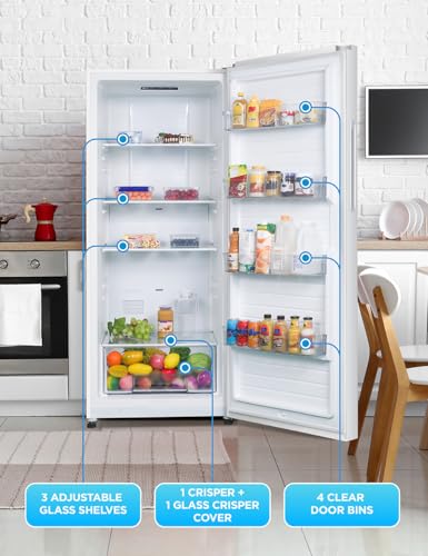Commercial Cool 11.1 Cu. Ft. Convertible Freezer Refrigerator, Upright Fridge with Glass Shelves, Reversible Door, ENERGY STAR rated, Auto Defrost