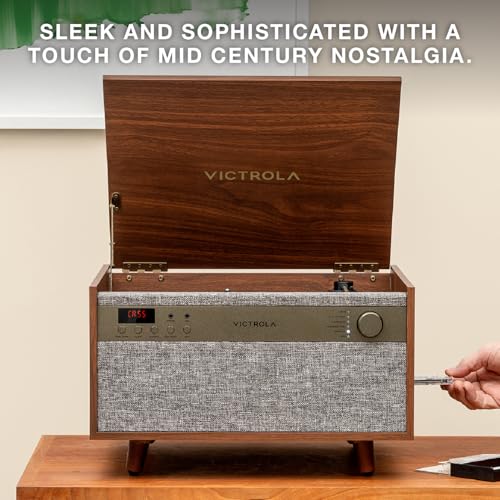 Victrola Century 6-in-1 Vinyl Record Player & Music Center &ndash; 3-Speed Turntable, CD & Cassette Player, VINYLSTREAM, Bluetooth & 3.5mm Aux