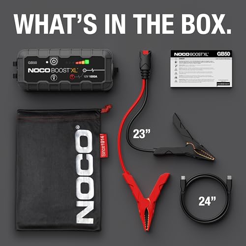 NOCO Boost GB50: 1500A UltraSafe Jump Starter &ndash; 12V Lithium Battery Booster Pack, Portable Jump Box, Power Bank & Jumper Cables
