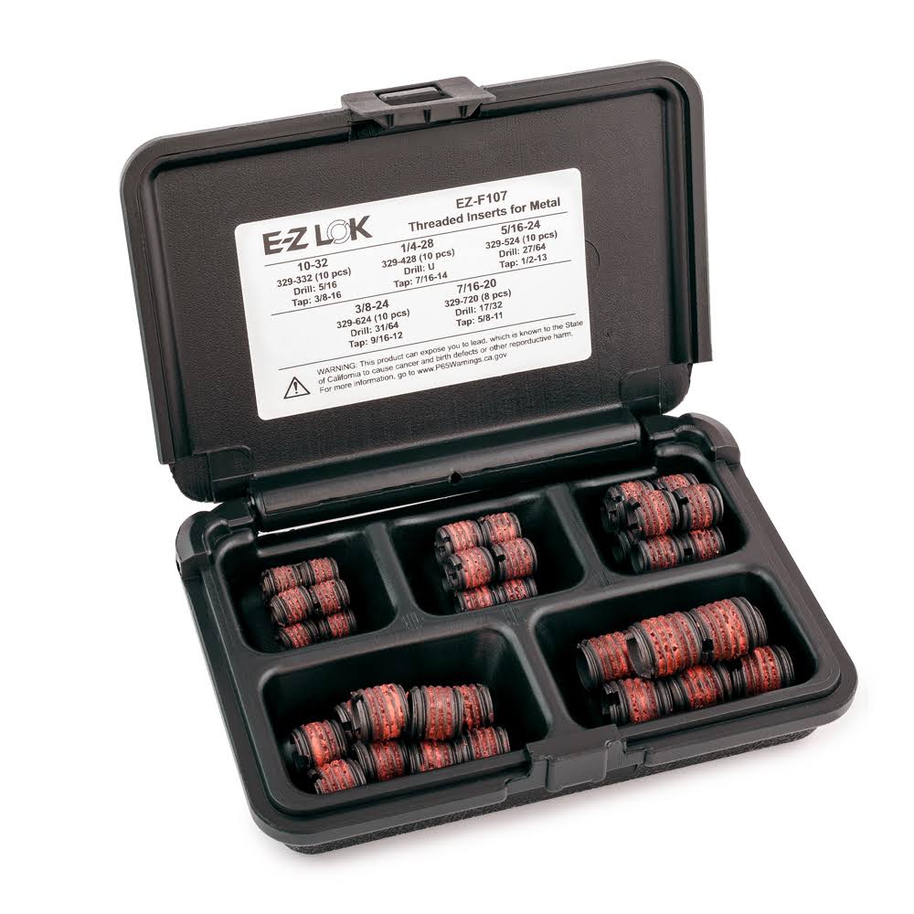 E-Z Lok Threaded Insert Assortment Kit for Metal - Carbon Steel - 10-32 to 7/16-20 by Rockler EZ-F107
