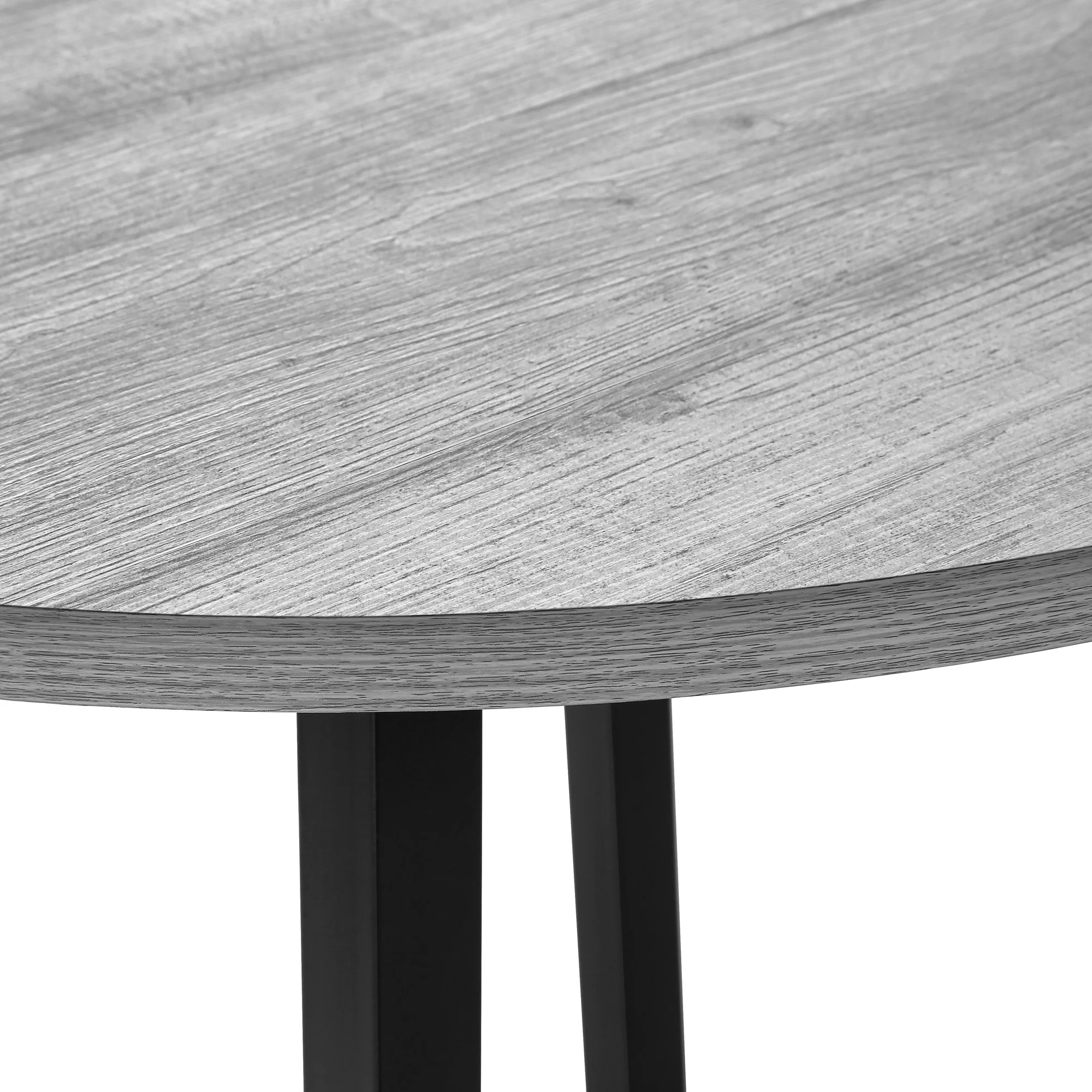 Gray Dining Table Set - 3pcs Set - Small - 35" Drop Leaf - Kitchen - Black Metal