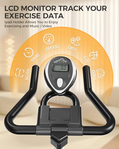 pooboo Exercise Bike, Adjustable Magnetic/Brake Pad Resistance Silent Belt Drive, Indoor Cycling Bike for Home Cardio