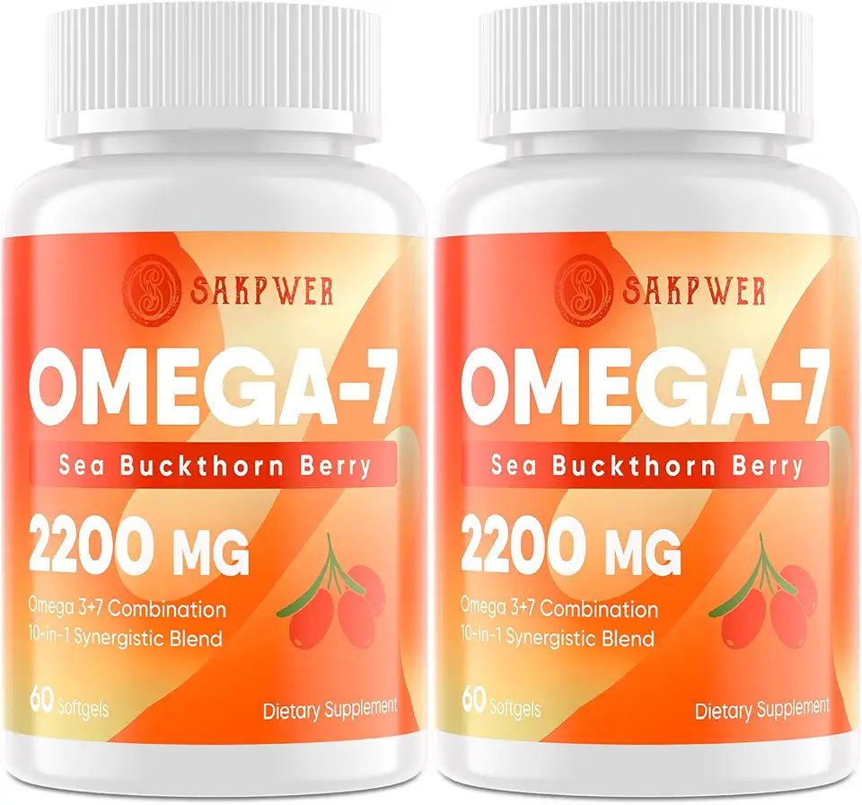Omega-7 Sea Buckthorn Oil - with Omega-3 EPA/DHA Fish Oil, Cinnamomum, Fenugreek, ALA, Green Tea, Cayenne Pepper, Turmeric, Resveratrol