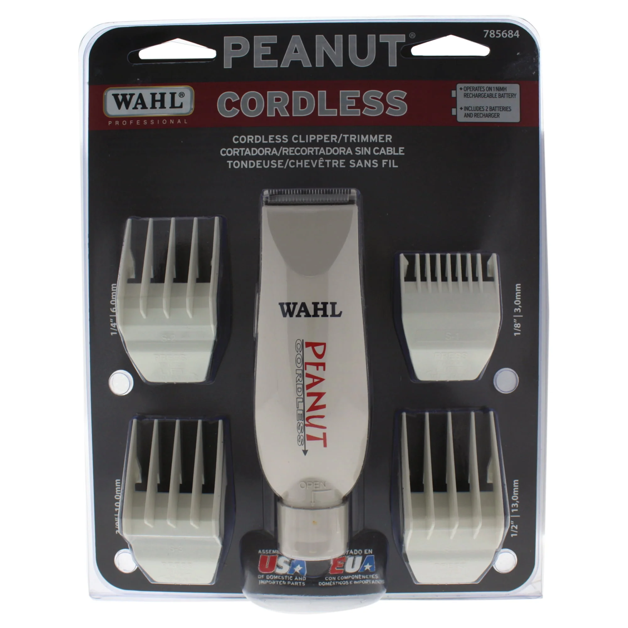 WAHL Professional Cordless Peanut Trimmer - Model # 8663 - White - 1 Pc Kit Trimmer