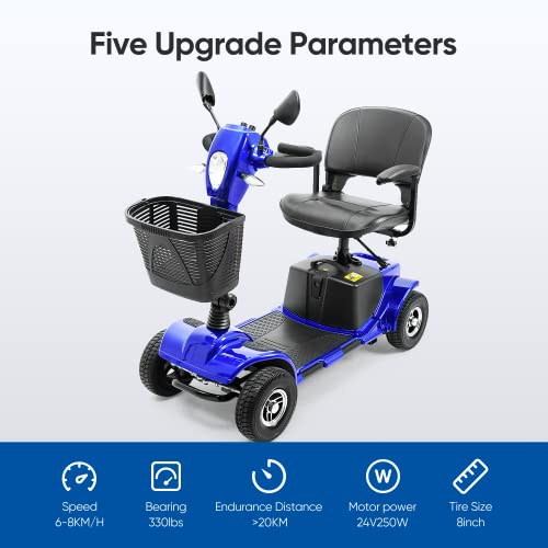 4 Wheel Mobility Scooters with Lights & Rearview Mirror, Power Electric Mobility Scooters for Adult Seniors