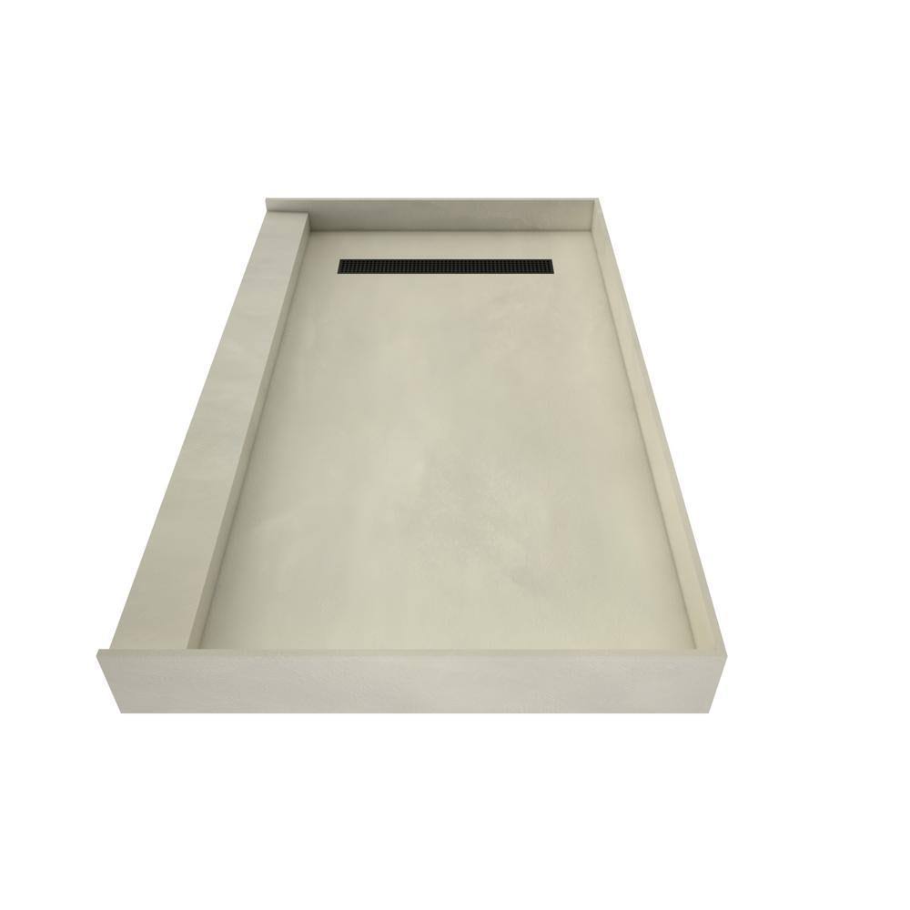 Tile Redi Redi Trench 48 in. x 60 in. Single Threshold Shower Base with Left Drain and Matte Black Trench Grate