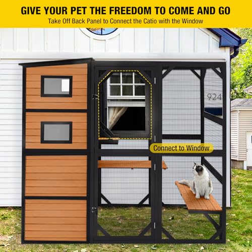 Aivituvin Large Cat Catio 4 Tiers Cat Enclosures House for Outdoor Indoor Cats with Weatherproof Roof, 3 Resting Rooms, 3 Platforms