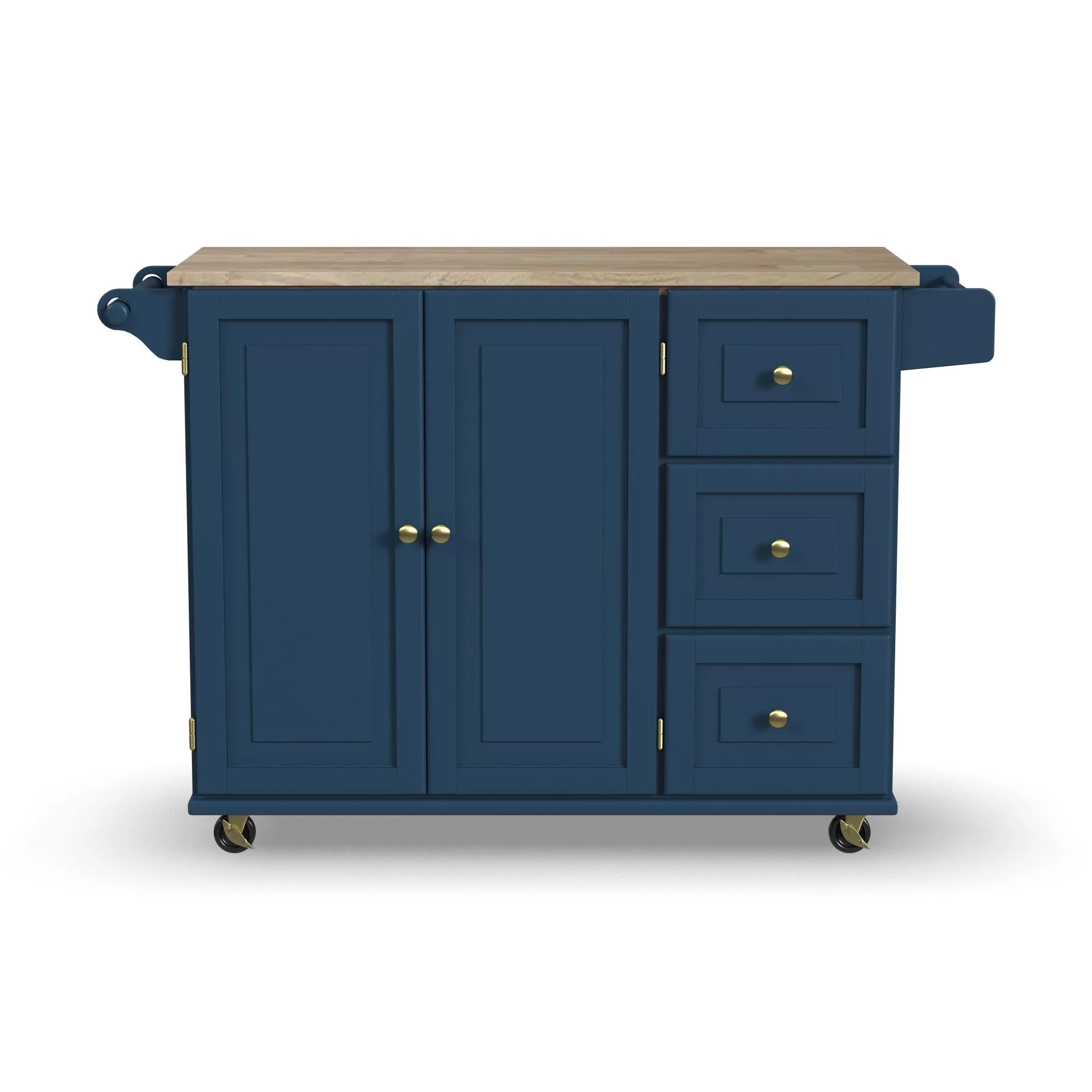 Homestyles Dolly Madison Traditional Engineered Wood Kitchen Cart in Blue/Brass