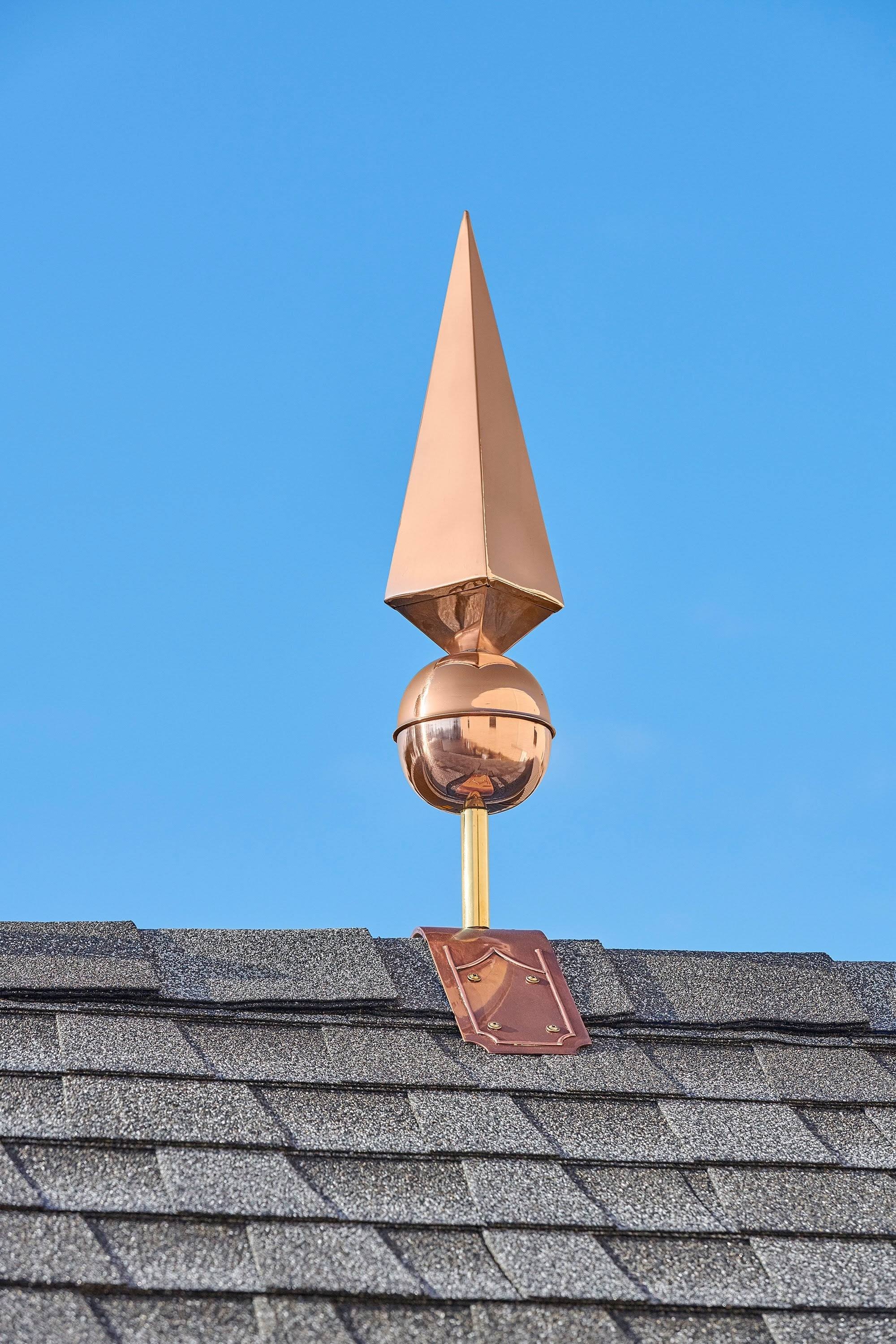 Good Directions Lancelot Finial with Decorative Copper Roof Mount - 30 inchh, Bronze