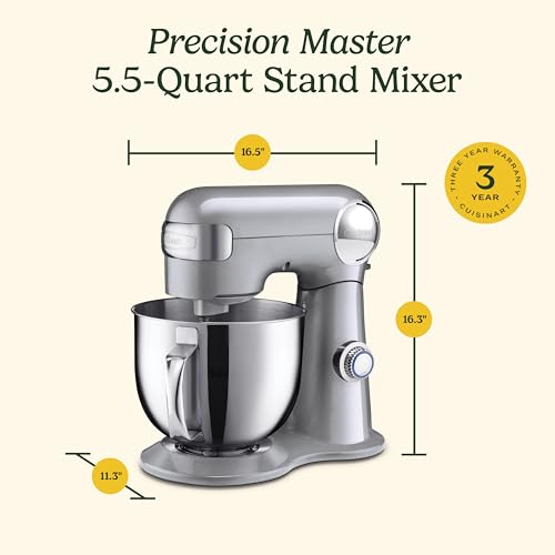 Cuisinart SMD-50BC Precision Pro 5.5-Quart Digital Stand Mixer With 12-Speeds, 3 Preprogrammed Food Prep Settings, Mixing Bowl, Whisk