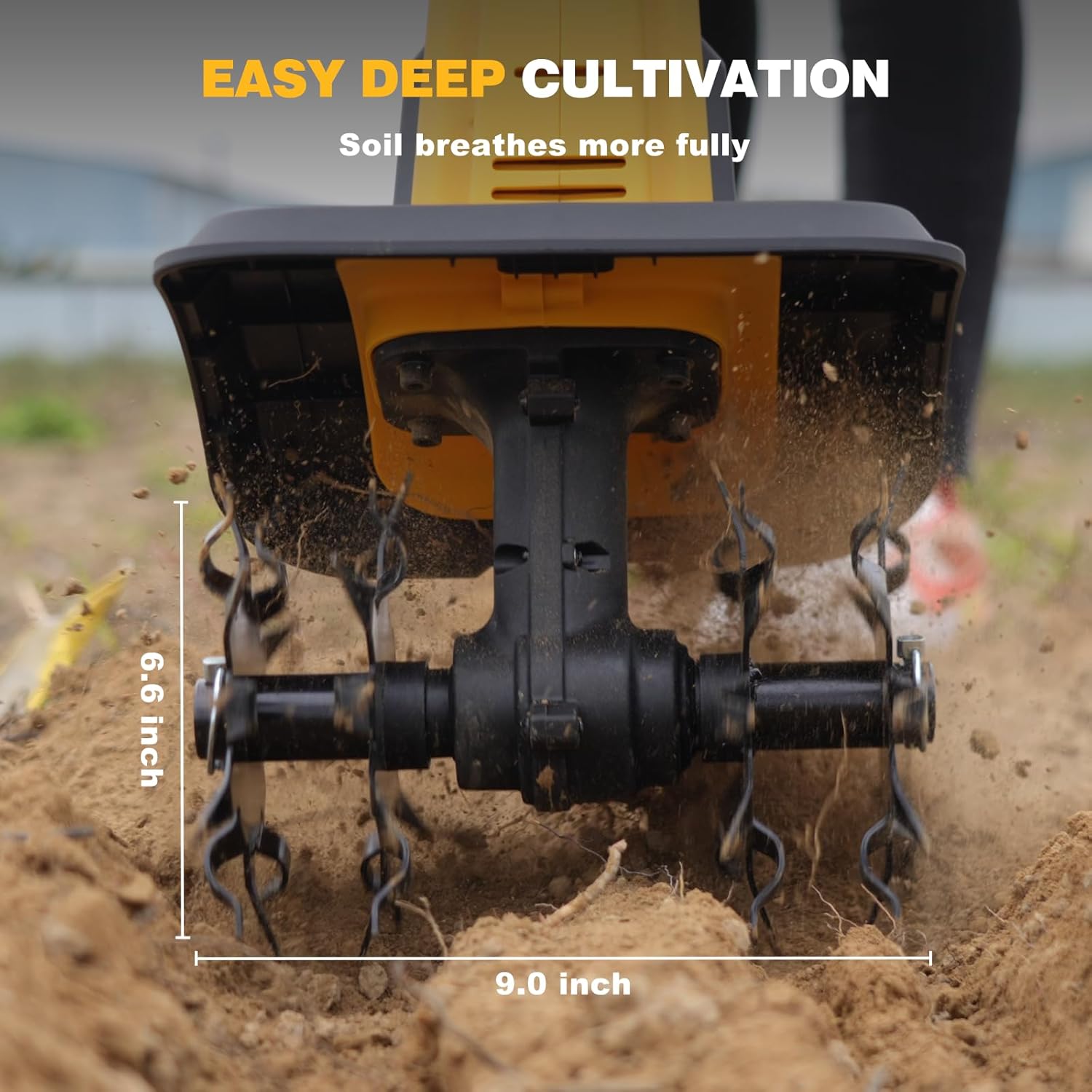 Alloyman 20V Cordless Tiller Cultivator,360RPM Electric Garden Tiller, with 2 * 2.0Ah Batteries & Charger,9In Tilling Width